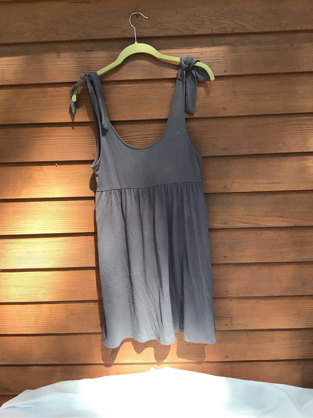 Wild Fable Babydoll Dress Gray Textured Tie-Shoulder